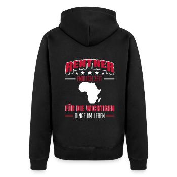 Rentner Rente Rentenbeginn Afrika - Unisex Premium Bio Zip Hoodie - Schwarz - Hinten - Nico (187cm)