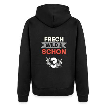 3 Jahre Geburtstag Junge Mädchen Esel - Unisex Premium Bio Zip Hoodie - Schwarz - Hinten - Nico (187cm)