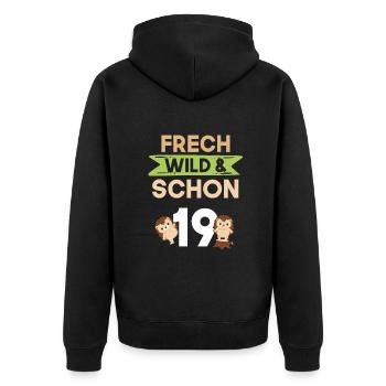 19 Jahre Geburtstag Igel - Unisex Premium Bio Zip Hoodie - Schwarz - Hinten - Nico (187cm)
