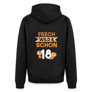 18 Jahre Geburtstag Otter - Unisex Premium Bio Zip Hoodie - Schwarz - Hinten - Nico (187cm)