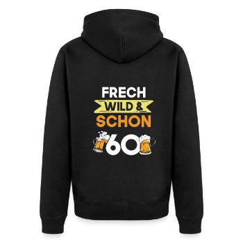 Geschenk 60 Jahre Geburtstag Bier Biertrinker - Unisex Premium Bio Zip Hoodie - Schwarz - Hinten - Nico (187cm)