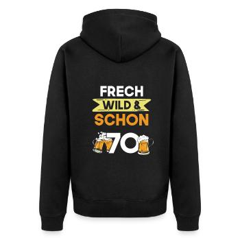 Geschenk 70 Jahre Geburtstag Bier Biertrinker - Unisex Premium Bio Zip Hoodie - Schwarz - Hinten - Nico (187cm)