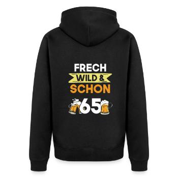 Geschenk 65 Jahre Geburtstag Bier Biertrinker - Unisex Premium Bio Zip Hoodie - Schwarz - Hinten - Nico (187cm)
