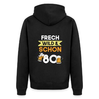 Geschenk 80 Jahre Geburtstag Bier Biertrinker - Unisex Premium Bio Zip Hoodie - Schwarz - Hinten - Nico (187cm)