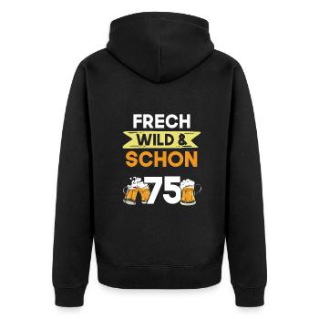 Geschenk 75 Jahre Geburtstag Bier Biertrinker - Unisex Premium Bio Zip Hoodie - Schwarz - Hinten - Nico (187cm)