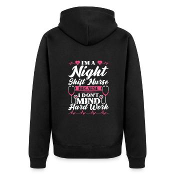 Im a Night Shift Nurse - Unisex Premium Bio Zip Hoodie - Schwarz - Hinten - Nico (187cm)