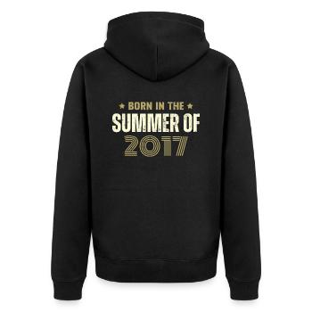 Jahrgang 2017 Vintage Geburtstagsgeschenk 2017 - Unisex Premium Bio Zip Hoodie - Schwarz - Hinten - Nico (187cm)