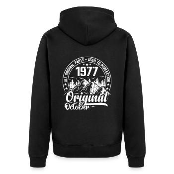 octobre 1977 Original:47 Ans Cadeau Anniversaire - Veste à capuche bio Premium Unisexe - noir - Dos - Nico (187cm)