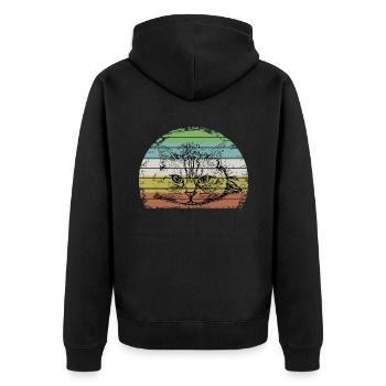 Cat Motif Cat Outline Retro Vintage - Unisex Premium Organic Zip Hoodie - black - Back - Nico (187cm)