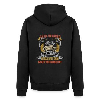 Lieber mit dem Motorrad - Biker - Unisex Premium Bio Zip Hoodie - Schwarz - Hinten - Nico (187cm)