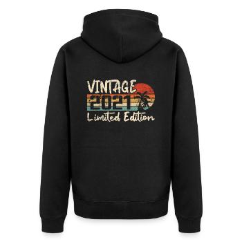 Vintage 2021 Vintage 2021 Birthday Gift - Unisex Premium Organic Zip Hoodie - black - Back - Nico (187cm)