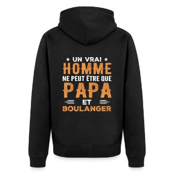 Un Vrai Homme N'est Que Papa et Boulanger - Veste à capuche bio Premium Unisexe - noir - Dos - Nico (187cm)
