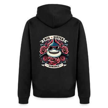 Grande soeur Shark Romance - Veste à capuche bio Premium Unisexe - noir - Dos - Nico (187cm)