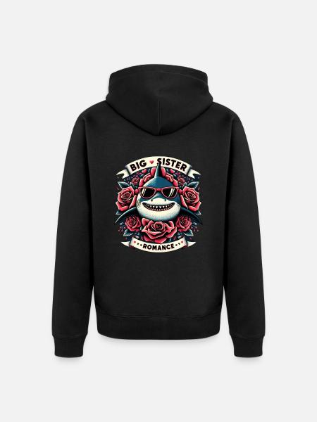 Big Sister Shark Romance - Unisex Premium Organic Zip Hoodie - black