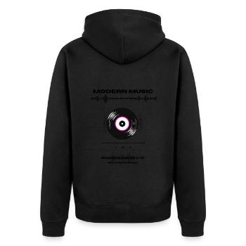 Modern Music - Schallpaltte Vinyl - Unisex Premium Bio Zip Hoodie - Schwarz - Hinten - Nico (187cm)