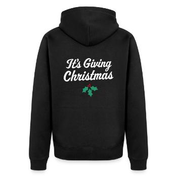 Es ist das Schenken von Weihnachten - Unisex Premium Bio Zip Hoodie - Schwarz - Hinten - Nico (187cm)