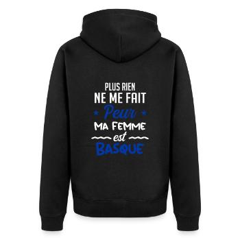 Rien ne me fait peur ma femme est Basque - Veste à capuche bio Premium Unisexe - noir - Dos - Nico (187cm)