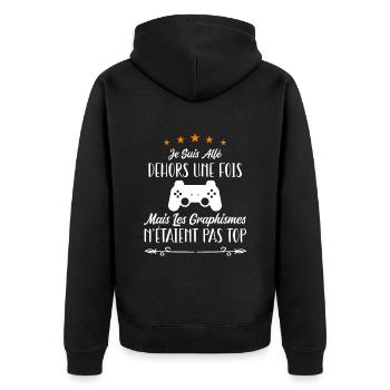 Je Suis Allé Dehors Une Fois Graphismes Pas Au Top - Veste à capuche bio Premium Unisexe - noir - Dos - Nico (187cm)