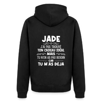 jade J'ai Pas Trouvé Ton Cadeau Idéal Mais Tu... - Veste à capuche bio Premium Unisexe - noir - Dos - Nico (187cm)