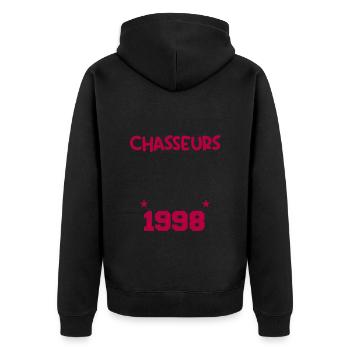 Anniversaire chasseur Née en 1998 - Veste à capuche bio Premium Unisexe - noir - Dos - Nico (187cm)