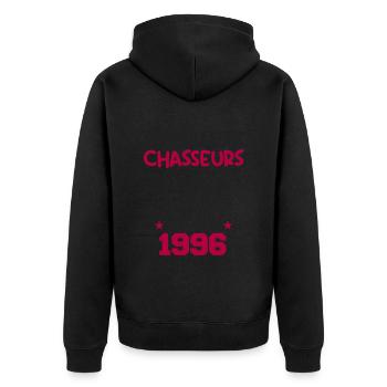 Anniversaire chasseur Née en 1996 - Veste à capuche bio Premium Unisexe - noir - Dos - Nico (187cm)