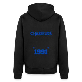 Anniversaire chasseur Née en 1991 - Veste à capuche bio Premium Unisexe - noir - Dos - Nico (187cm)