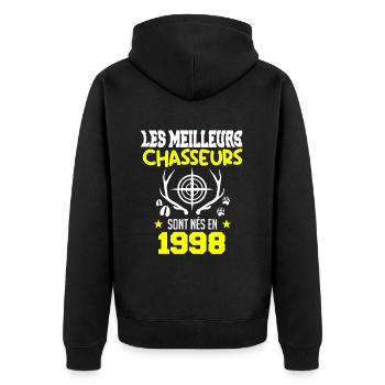 Anniversaire chasseur Née en 1998 - Veste à capuche bio Premium Unisexe - noir - Dos - Nico (187cm)