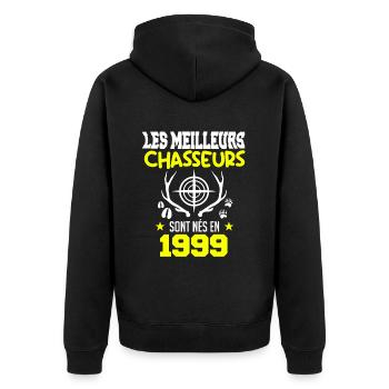 Anniversaire chasseur Née en1999 - Veste à capuche bio Premium Unisexe - noir - Dos - Nico (187cm)