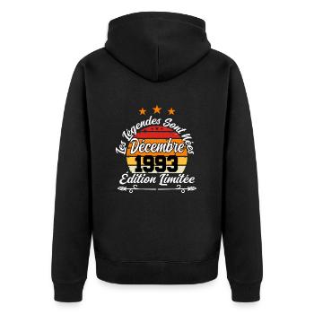 MILLÉSIME DÉCEMBRE 1993 ÉDITION LIMITÉE - Veste à capuche bio Premium Unisexe - noir - Dos - Nico (187cm)