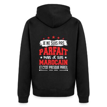 Je Ne Suis Parfait Mais Je Suis Marocain - Veste à capuche bio Premium Unisexe - noir - Dos - Nico (187cm)