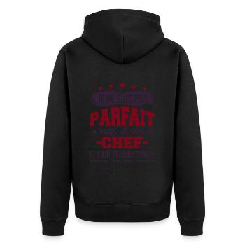 Je Ne Suis Parfait Mais Je Suis Chef - Veste à capuche bio Premium Unisexe - noir - Dos - Nico (187cm)