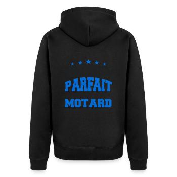 Je Ne Suis Parfait Mais Je Suis Motard - Veste à capuche bio Premium Unisexe - noir - Dos - Nico (187cm)