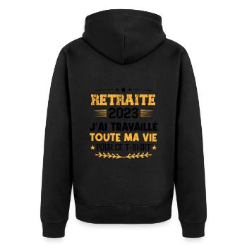 retraite 2023 j'ai travaillé Toute ma vie - Veste à capuche bio Premium Unisexe - noir - Dos - Nico (187cm)