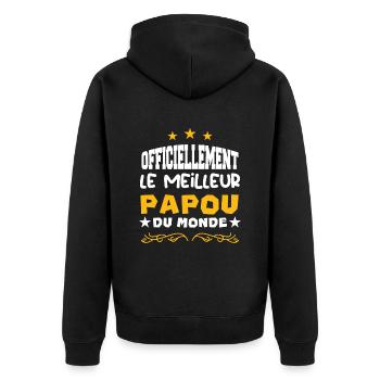 Officiellement Le Meilleur Papou Du Monde - Veste à capuche bio Premium Unisexe - noir - Dos - Nico (187cm)