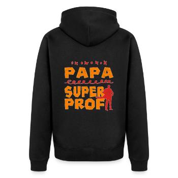 Papa Super Prof - Veste à capuche bio Premium Unisexe - noir - Dos - Nico (187cm)