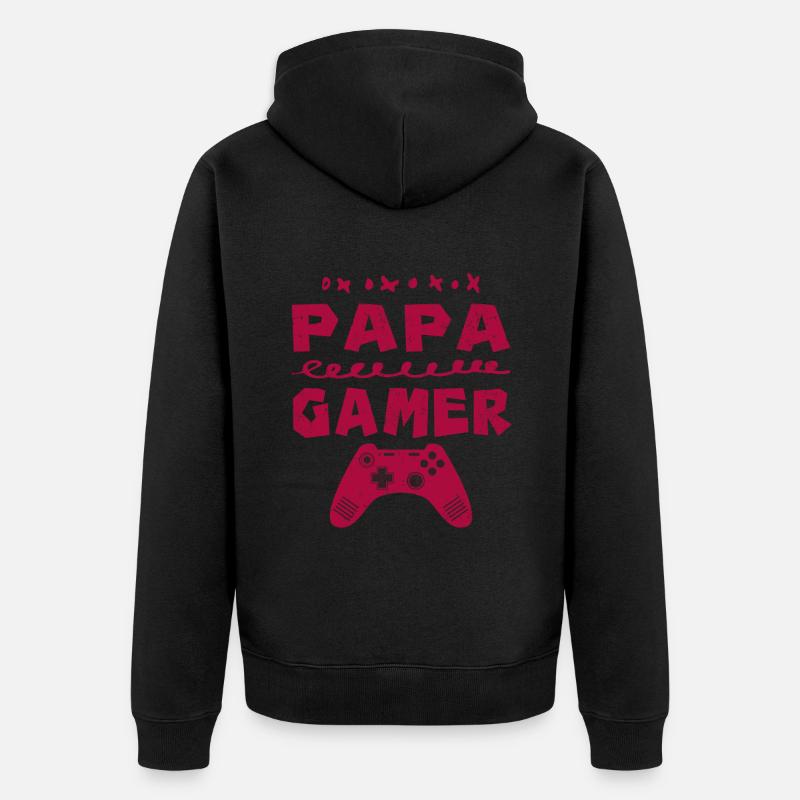 papa Gamer | cadeau idée - Veste à capuche bio Premium Unisexe - noir