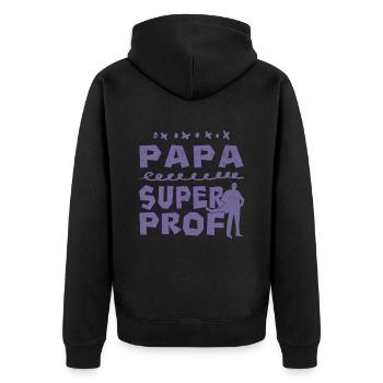 Papa Super Prof - Veste à capuche bio Premium Unisexe - noir - Dos - Nico (187cm)