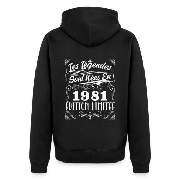 Les Légendes Sont Nés En 1981 | Cadeau - Veste à capuche bio Premium Unisexe - noir - Dos - Nico (187cm)