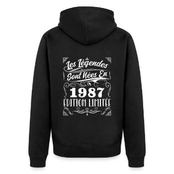 Les Légendes Sont Nés En 1987 | Cadeau - Veste à capuche bio Premium Unisexe - noir - Dos - Nico (187cm)
