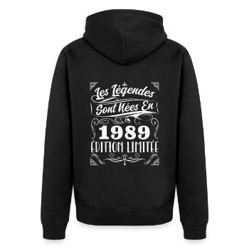 Les Légendes Sont Nés En 1989 | Cadeau - Veste à capuche bio Premium Unisexe - noir - Dos - Nico (187cm)