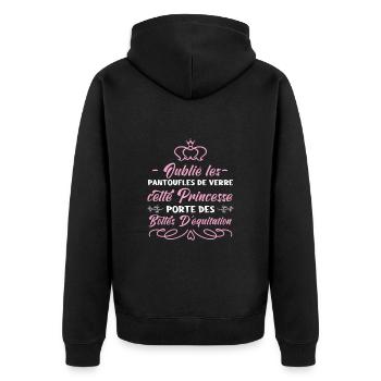 Oublie les pantoufles de verre équitation humour - Veste à capuche bio Premium Unisexe - noir - Dos - Nico (187cm)