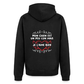 Mon Chien est un peu con mais je l'aime bien - Veste à capuche bio Premium Unisexe - noir - Dos - Nico (187cm)