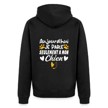 Aujourd'hui je parle seulement à mon chien - Veste à capuche bio Premium Unisexe - noir - Dos - Nico (187cm)