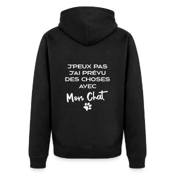 J'Peux Pas J'ai Prevu Des Choses Avec Mon Chat - Veste à capuche bio Premium Unisexe - noir - Dos - Nico (187cm)