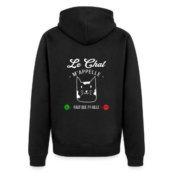 Le Chat M'appelle Faut Que J'y Aille - Veste à capuche bio Premium Unisexe - noir - Dos - Nico (187cm)