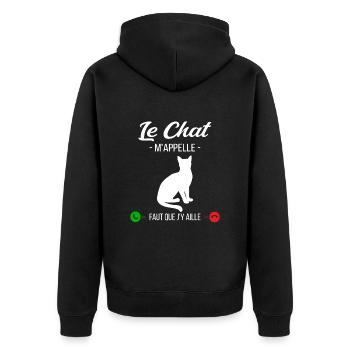 Le Chat M'appelle Faut Que J'y Aille - Veste à capuche bio Premium Unisexe - noir - Dos - Nico (187cm)