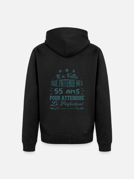 55 ans / perfection - Veste à capuche bio Premium Unisexe - noir