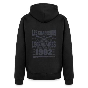 Chasseur légendaire nées en 1982 anniversaire - Veste à capuche bio Premium Unisexe - noir - Dos - Nico (187cm)