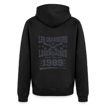Chasseur légendaire nées en 1989 anniversaire - Veste à capuche bio Premium Unisexe - noir - Dos - Nico (187cm)