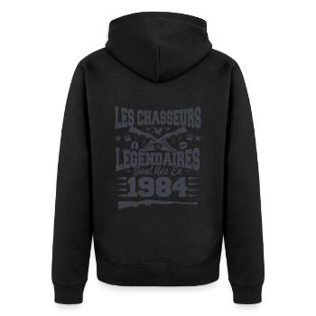 Chasseur légendaire nées en 1984 anniversaire - Veste à capuche bio Premium Unisexe - noir - Dos - Nico (187cm)